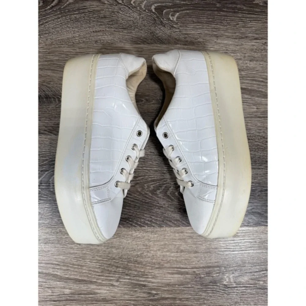 ASOS Shoes White Croc Embossed Platform Sneakers Women's 7 Chunky‎ Sole